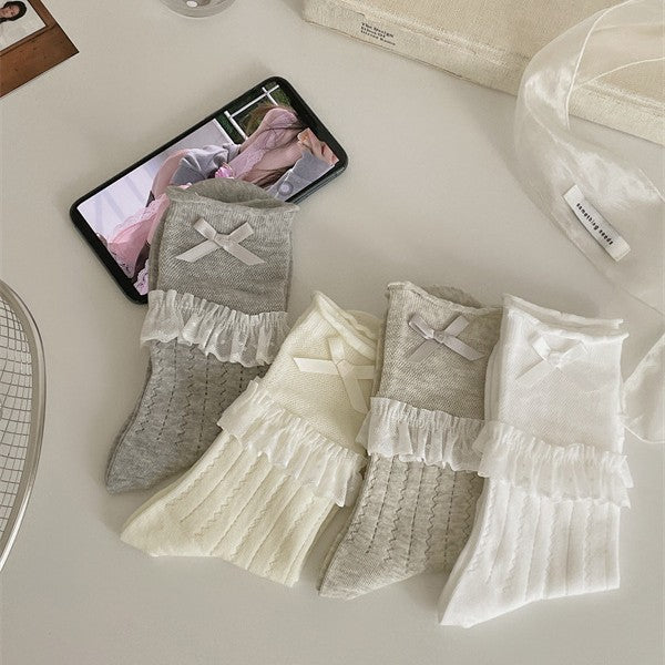 LolitaFetch Essentials Seamless Ribbon Bow Lace Slouch Socks - image 5