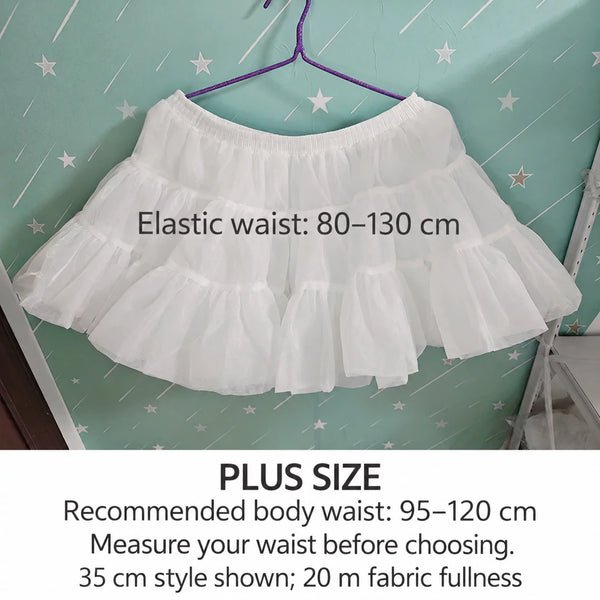 White Plus Size petticoat for a recommended body waist of 95–120 cm