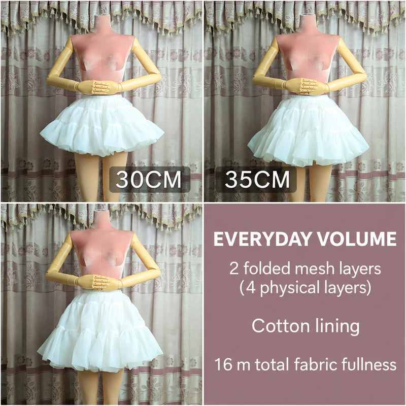 White everyday organza petticoat in 30, 35 and 40 cm lengths