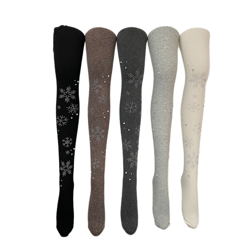 LolitaFetch Essentials Snowflake Rhinestone Pearl Fleece-Lined Tights - image 5