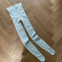 Snowflake Rhinestone Pearl Fleece-Lined Tights - Sweet Lolita Leggings - Light Gray / 600D, no fleece lining