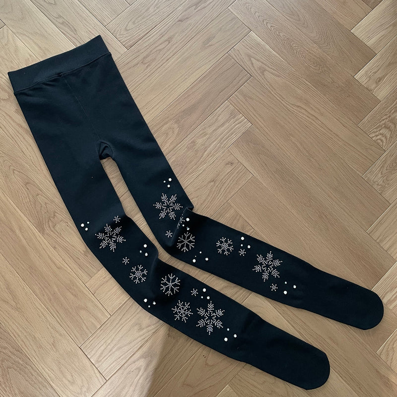 LolitaFetch Essentials Snowflake Rhinestone Pearl Fleece-Lined Tights - image 10