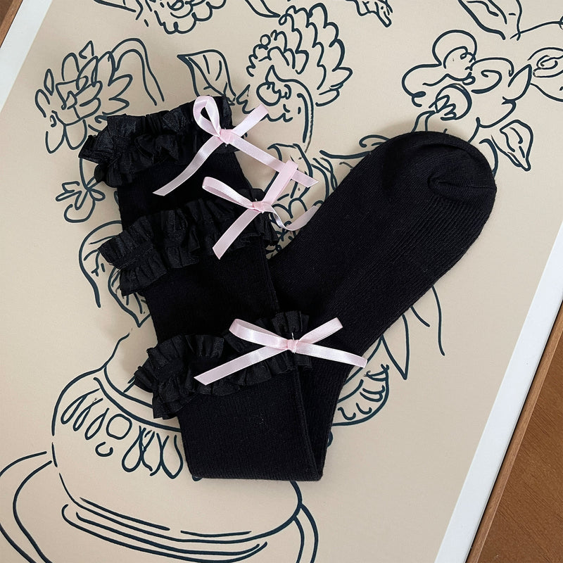 LolitaFetch Essentials Triple Ruffle Bow Slouch Crew Socks - image 11