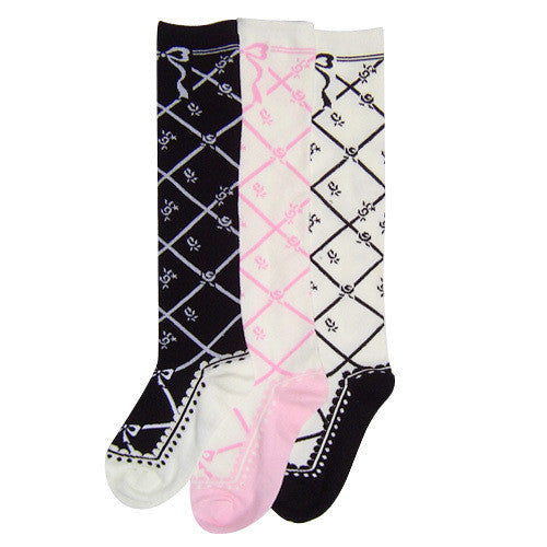 Antaina - Sweet Cotton Lolita Socks Black - White Pink Socks