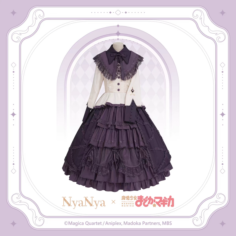NyaNya Madoka Magica collaboration — Homura Akemi purple and ivory set, front view