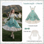 Turquoise Long JSK + Bow Hair Clips + Giverny Spring Top - 3-Piece Preorder (Supplier Dispatch from 5 Dec) / S