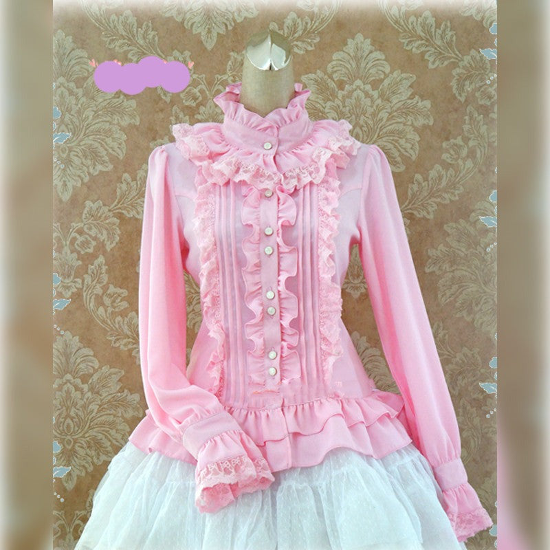 Strawberry Witch - Stand Coallr Silk Retro Lolita - Blouse Innerwear