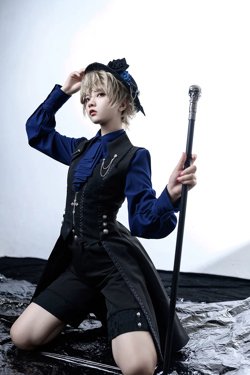 Princess Chronicles - Black and Blue - Swallowtail Ouji Long Vest - styled outfit photograph 4