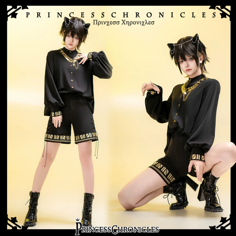Princess Chronicles - Black Cat - Embroidered Straight-Leg Ouji Shorts - styled outfit photograph 2