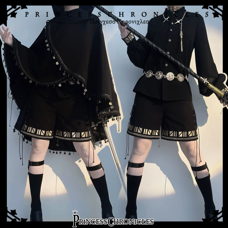 Princess Chronicles - Black Cat - Embroidered Straight-Leg Ouji Shorts - styled outfit photograph 5