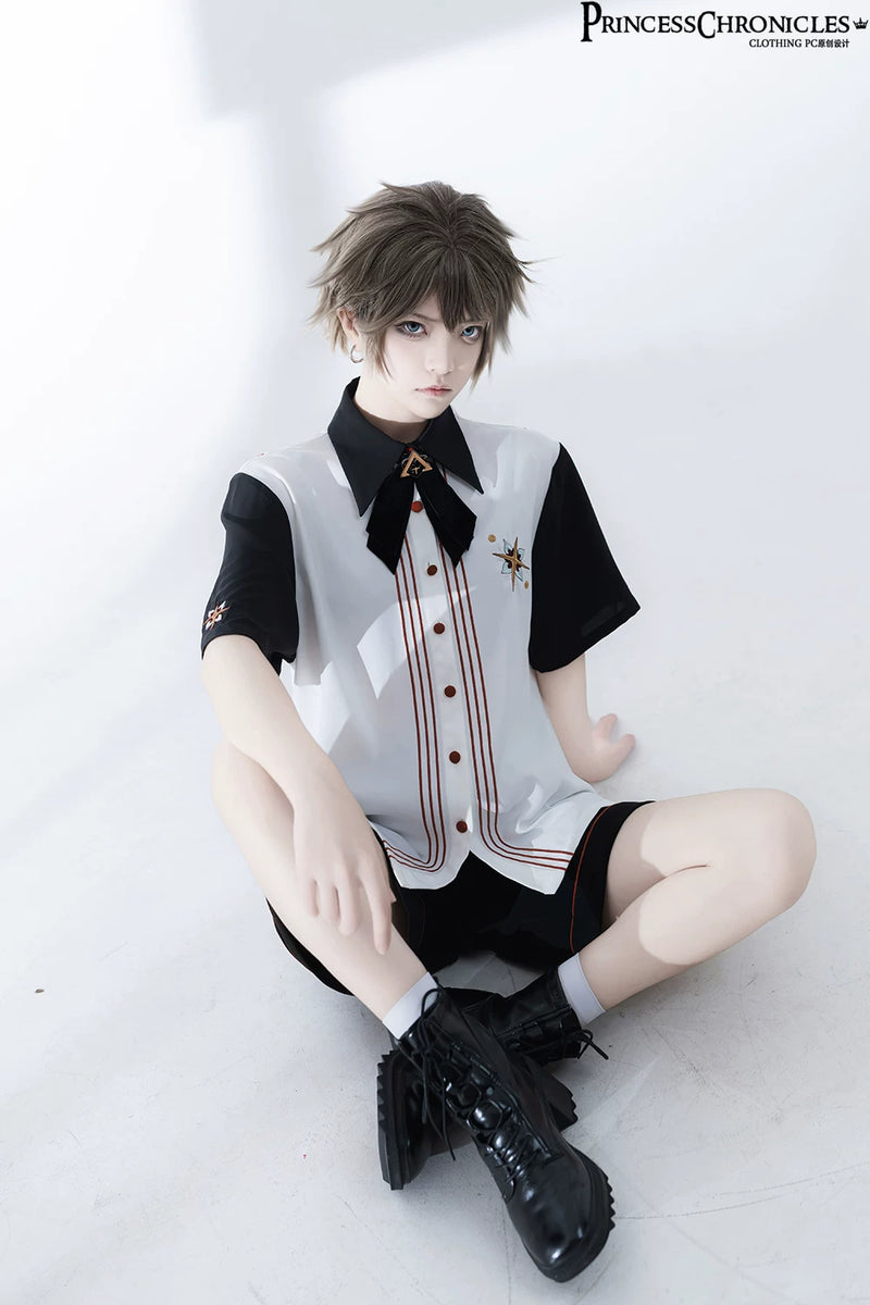 Princess Chronicles - Floral Intoxication - Crimson - Contrast-Panel Ouji Shirt & Shorts - styled outfit photograph 2