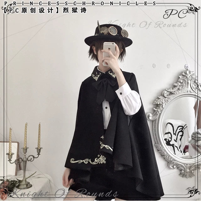 Princess Chronicles - Inferno Poem - Embroidered High-Low Ouji Cape - styled outfit photograph 3
