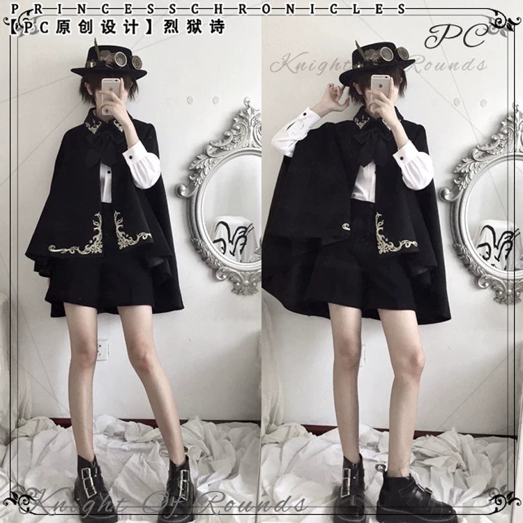 Princess Chronicles - Inferno Poem - Embroidered High-Low Ouji Cape - styled outfit photograph 5