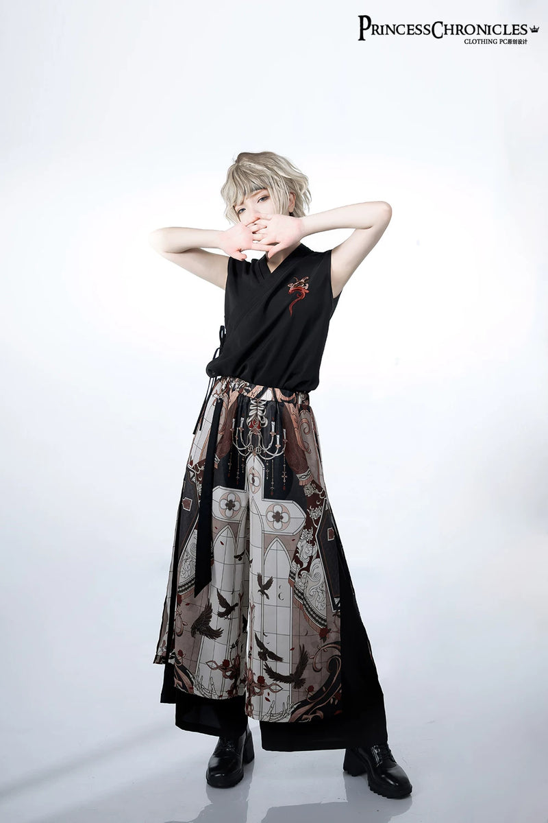 Princess Chronicles - Night Instructions - Printed Wide-Leg Trousers - styled outfit photograph 2