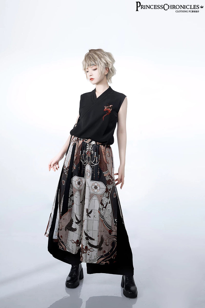Princess Chronicles - Night Instructions - Printed Wide-Leg Trousers - styled outfit photograph 4