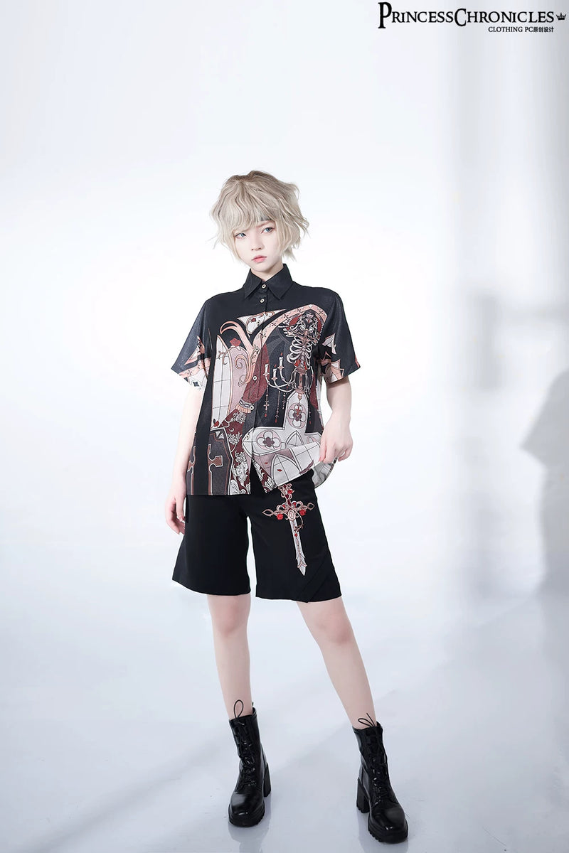 Princess Chronicles - Night Instructions - Rose & Thorn Embroidered Shorts - styled outfit photograph 4