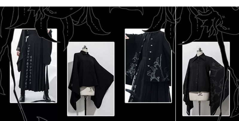 Princess Chronicles - Pomegranate Note - Black Pleated Chinese-Inspired Skirt - product photograph 6