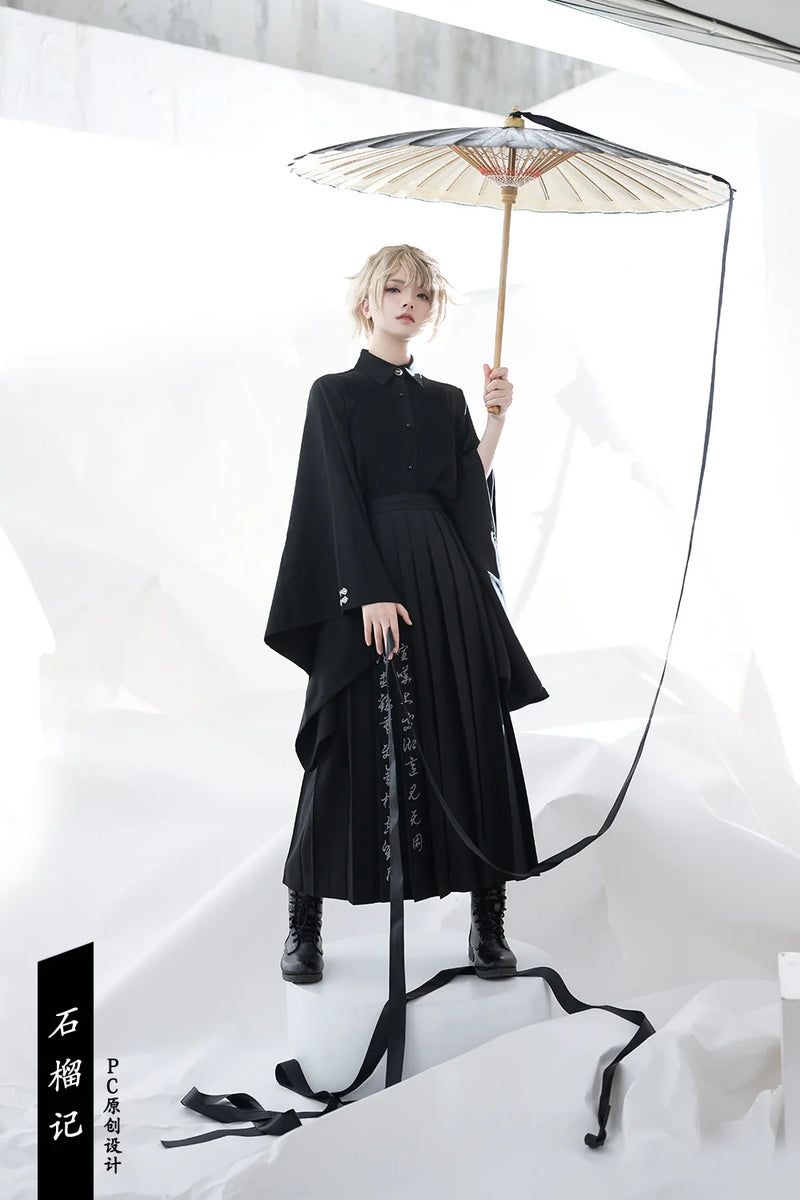 Princess Chronicles - Pomegranate Note - Wide-Sleeve Chinese-Inspired Blouse - styled outfit photograph 2