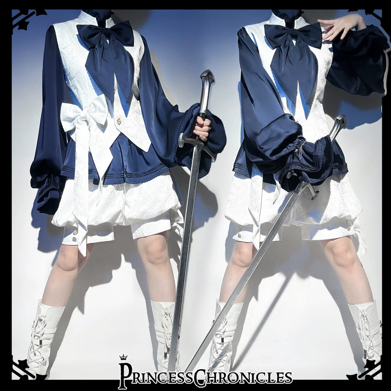 Princess Chronicles - Rabbit Hunter Sapphire Blue - Long-Sleeve Ouji Bow Shirt - product photograph 5