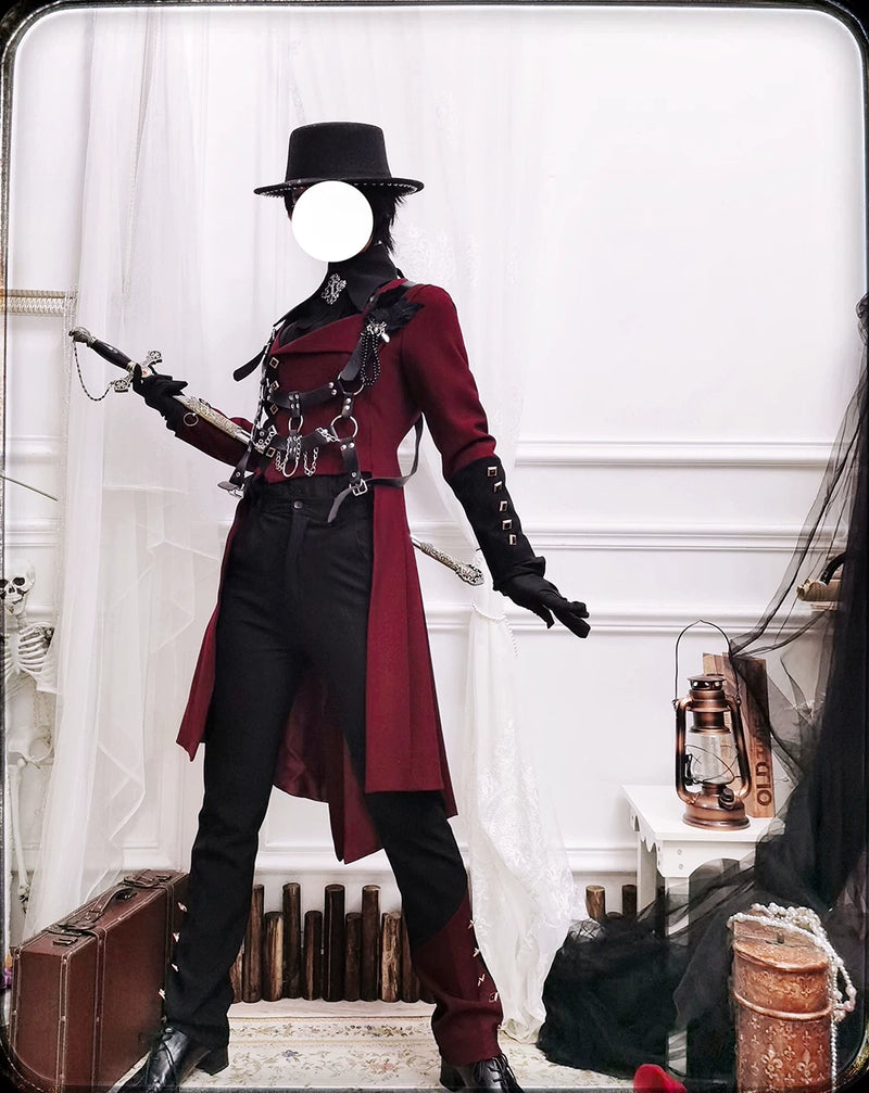 Princess Chronicles - Red and Black 2 - Straight-Leg Gothic Ouji Trousers - styled outfit photograph 3