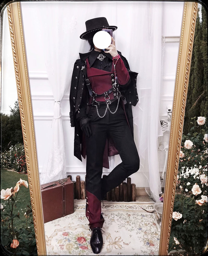 Princess Chronicles - Red and Black 2 - Straight-Leg Gothic Ouji Trousers - styled outfit photograph 4