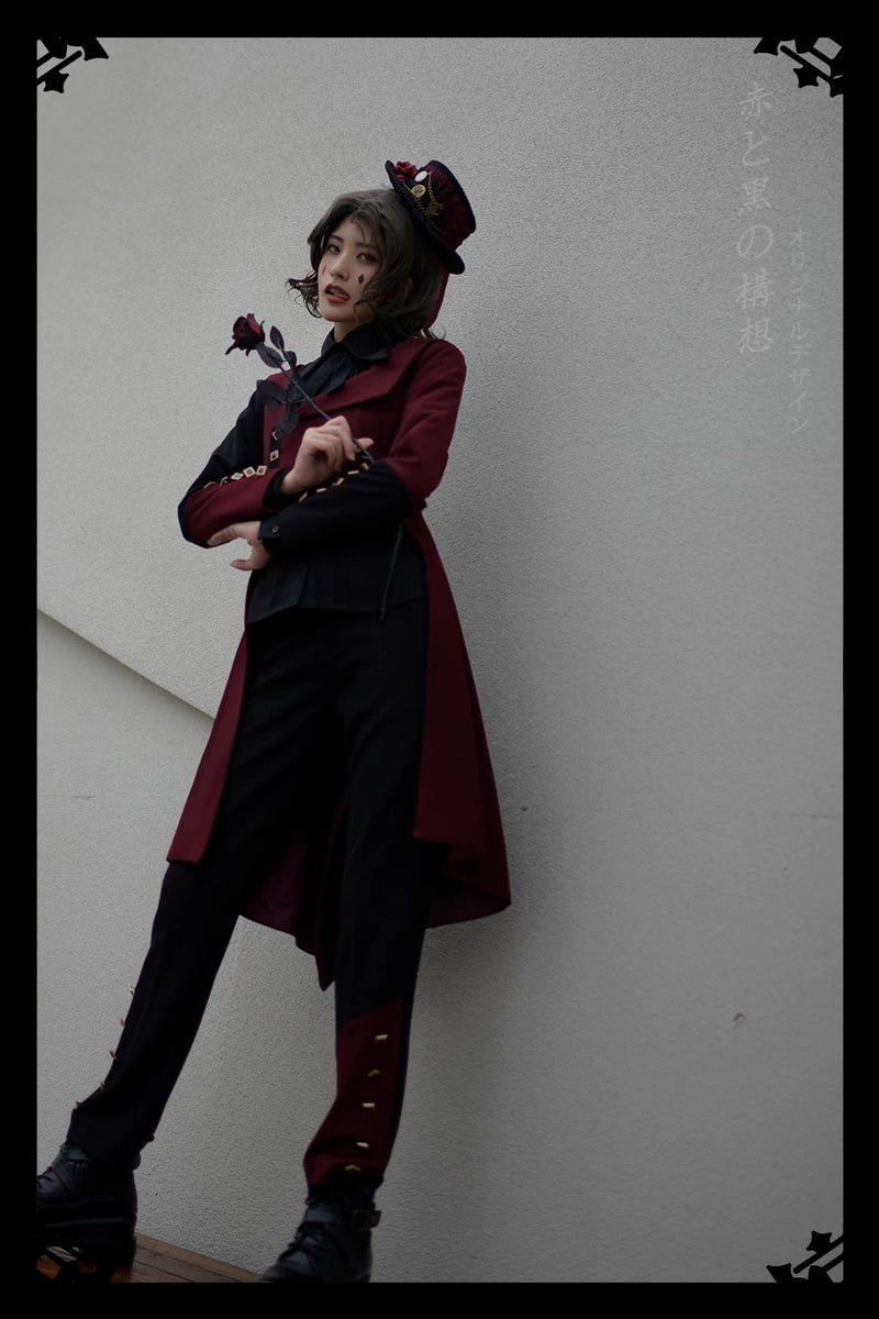 Princess Chronicles - Red and Black 2 - Straight-Leg Gothic Ouji Trousers - styled outfit photograph 5
