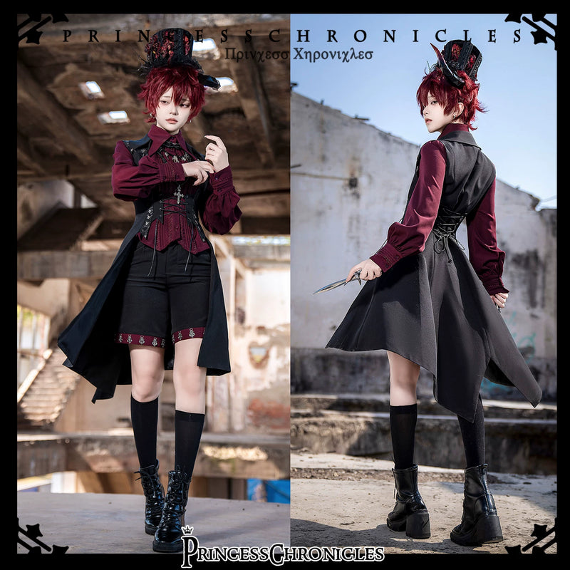 Princess Chronicles - Red and Black 4.0 - Gothic Ouji Long Vest & Shirt - styled outfit photograph 3