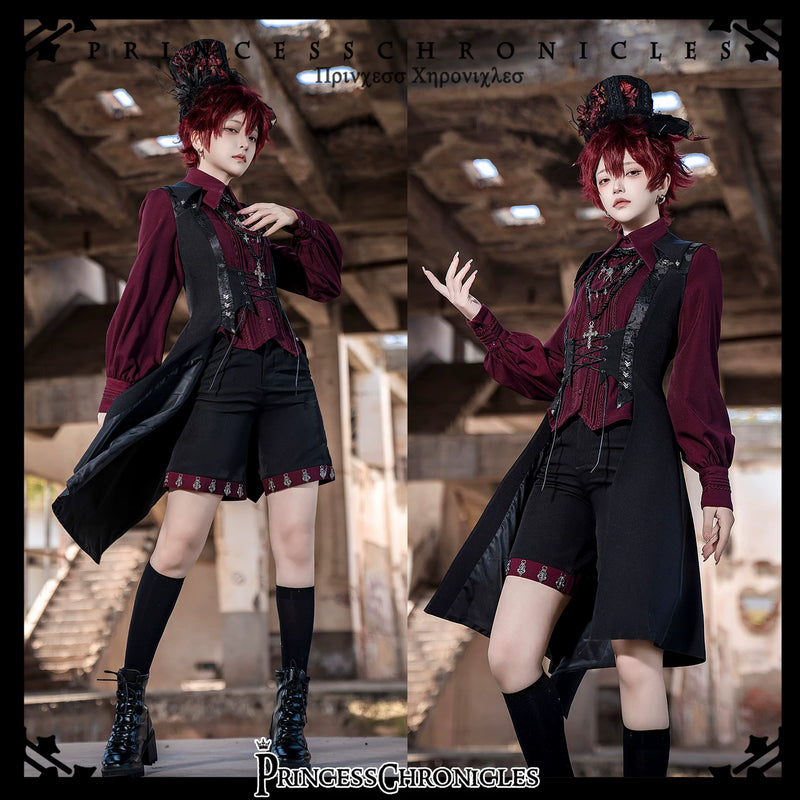 Princess Chronicles - Red and Black 4.0 - Gothic Ouji Long Vest & Shirt - styled outfit photograph 5