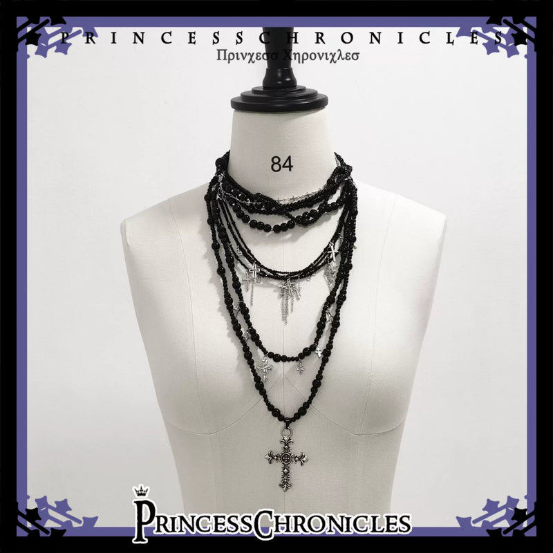 Princess Chronicles - Red and Black 4.0 - Layered Gothic Cross Necklace - product photograph 6