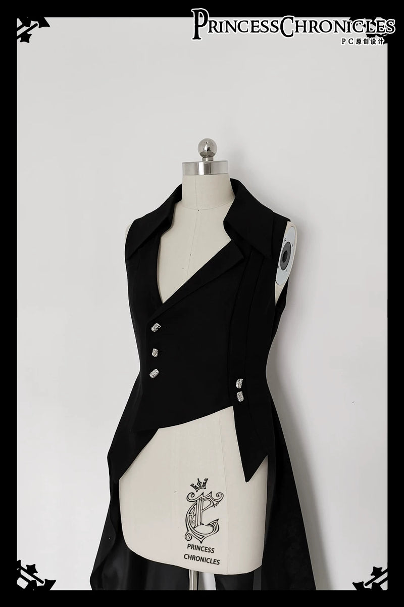 Princess Chronicles - Red Shadow - Asymmetric Gothic Ouji Long Vest - product photograph 5