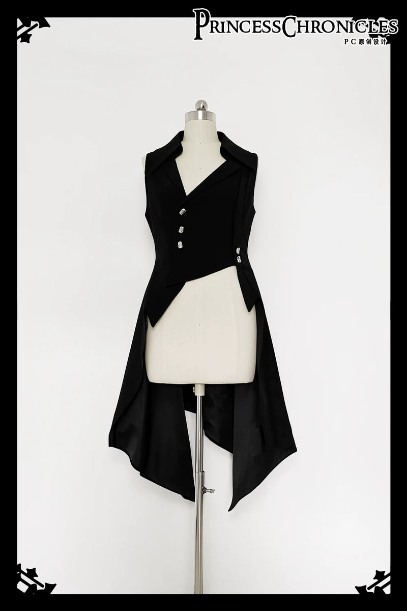 Princess Chronicles - Red Shadow - Asymmetric Gothic Ouji Long Vest - Women Vest original product photograph
