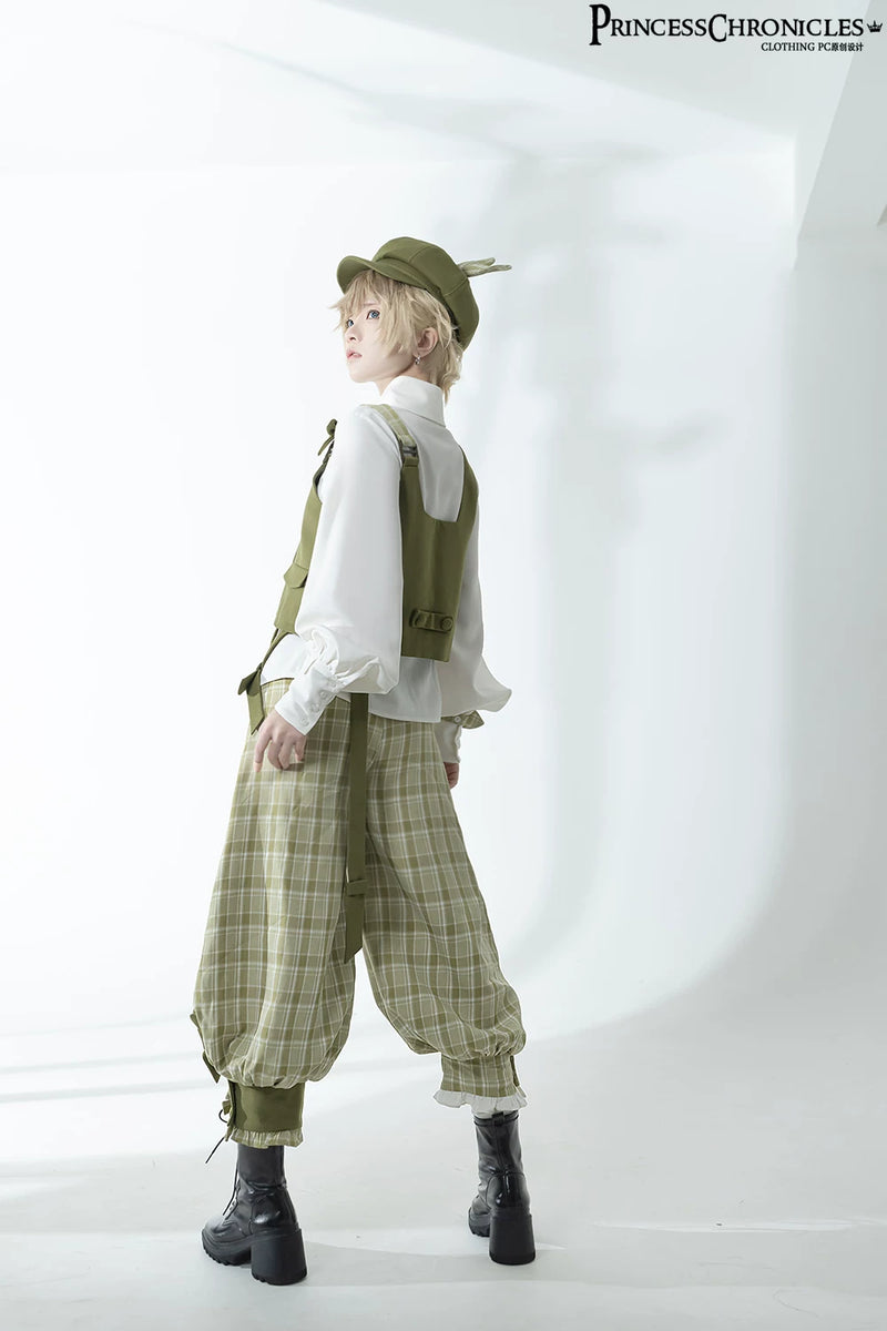 Princess Chronicles - Secret Morning Paper - Matcha - Ouji Vest, Shirt & Cropped Trousers - styled outfit photograph 4