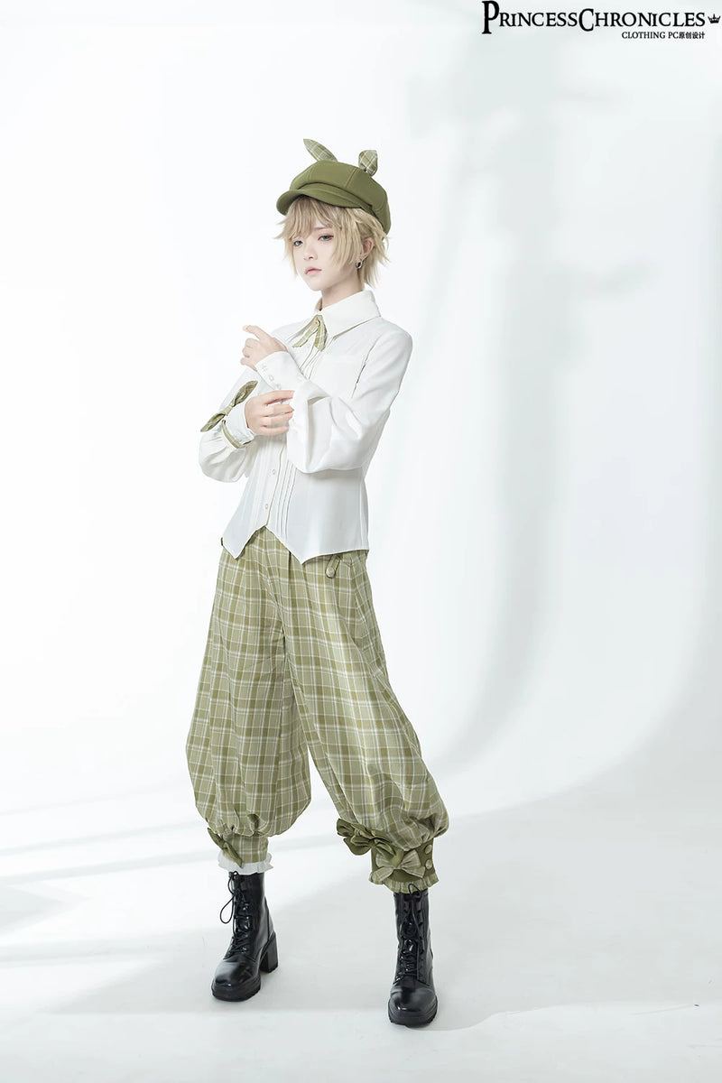 Princess Chronicles - Secret Morning Paper - Matcha - Ouji Vest, Shirt & Cropped Trousers - styled outfit photograph 5