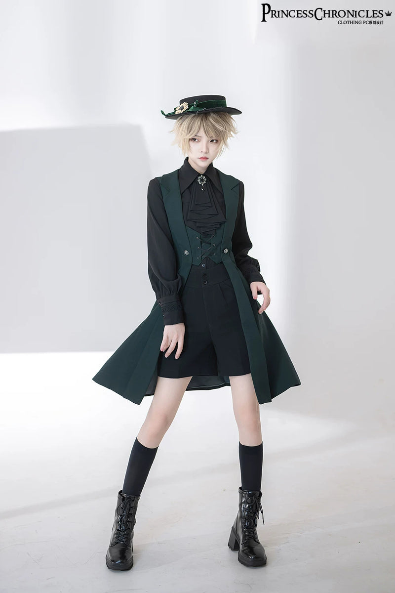 Princess Chronicles - The Night Prelude - Black & Red Gothic Ouji Long Vest - styled outfit photograph 5