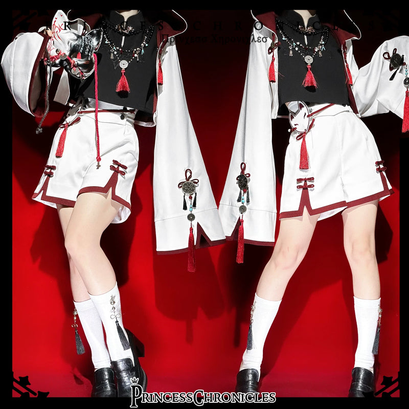 Princess Chronicles - White Fox - Chinese-Inspired Jacket, Top & Shorts - product photograph 5