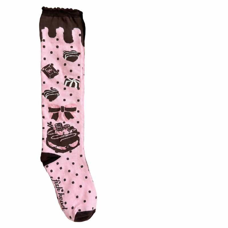 Qiaoqiao Cake socks — Berry calf-length