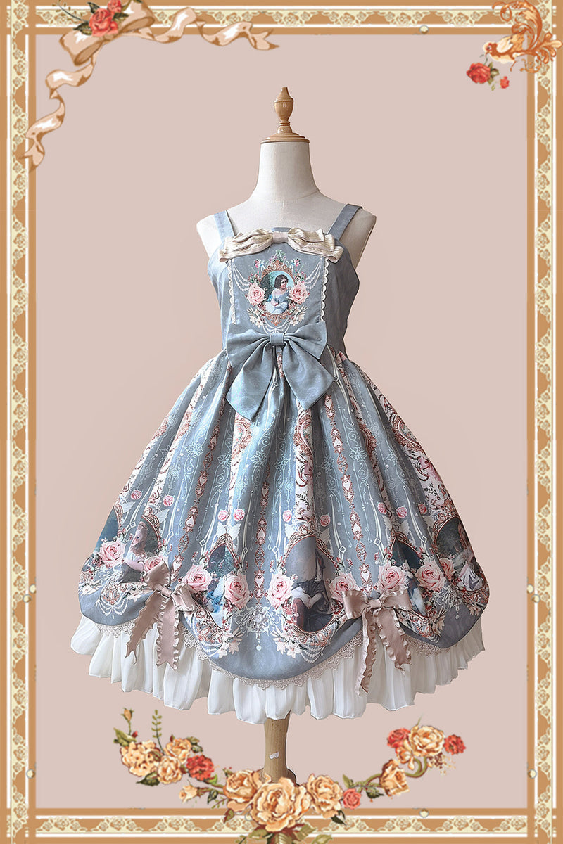 Portrait of a Little Lady - Classic Lolita Jumper Dress S grey-green JSK