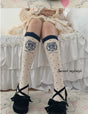 Taille unique / Chaussettes mi-mollet bleu marine / environ 44 cm