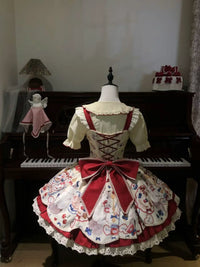 Fluffy Bunny Bubble Cake - Meow Meow Tea Party - Blouse, Triangle Scarf, Back Train or Leg Covers with Red Bow Trim - Back train / S