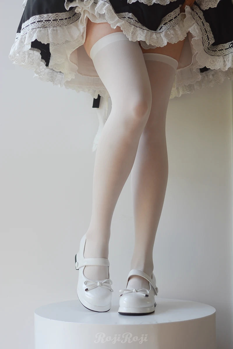 80D pure white over-the-knee socks, upgraded anti-slip / One Size - original supplier photograph
