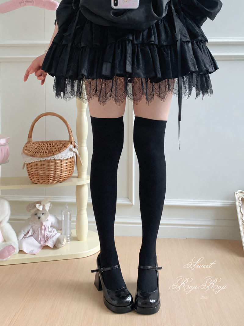 RojiRoji — Cat Paw Grip — Velvet Over-the-Knee Socks with Grip Dots