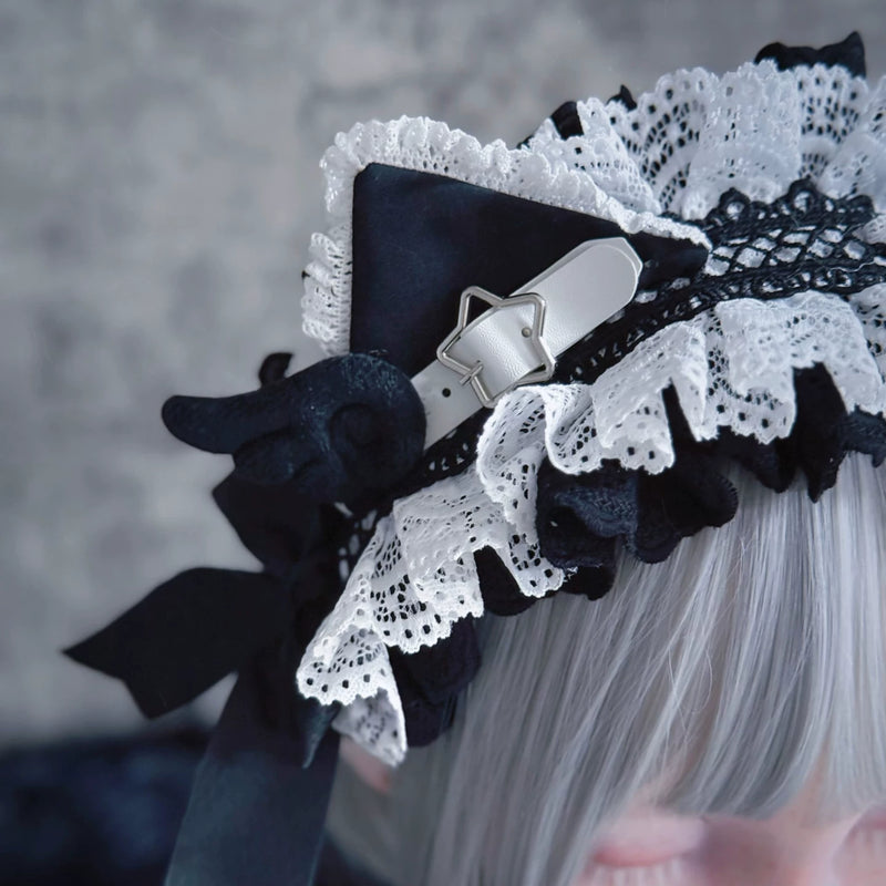 Angel Wing Cat Ear Lace Ribbon Headband by Strange Sugar - product view 5
