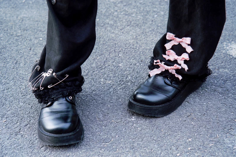 Black and Pink Suede Effect Leg Warmers by Strange Sugar - product view 3