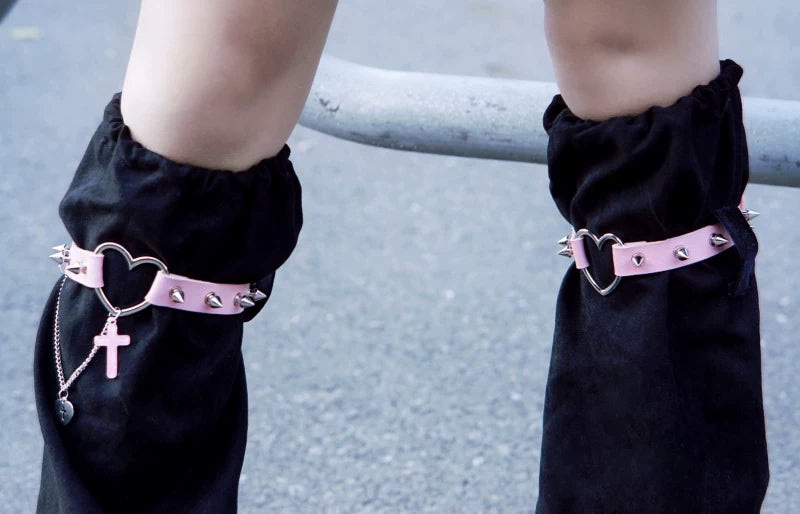 Black and Pink Suede Effect Leg Warmers by Strange Sugar - product view 4