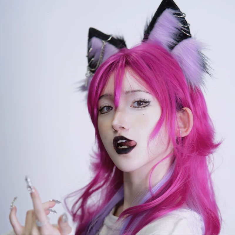 Black and Purple Wolf Ear Headband by Strange Sugar - product view 4