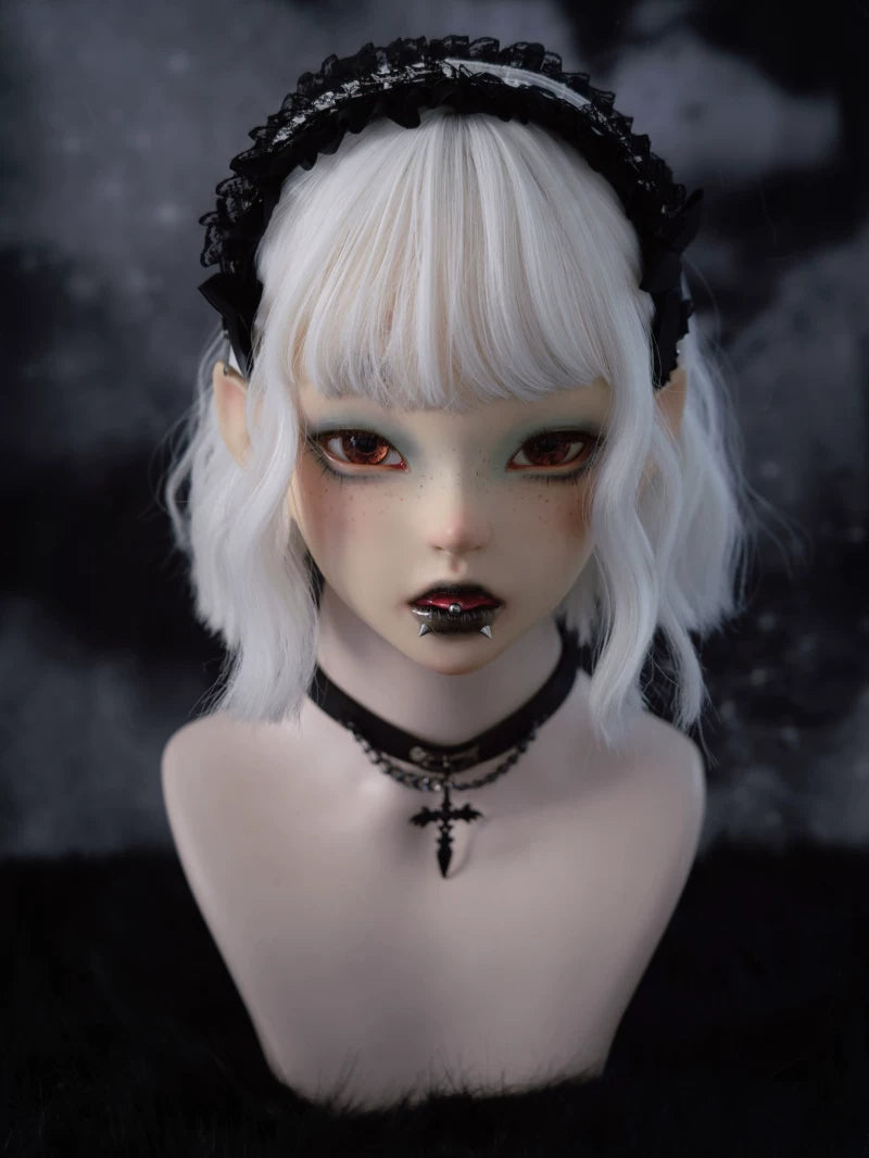 Black and White Lace Bow Cross Charm Headband by Strange Sugar - product view 4