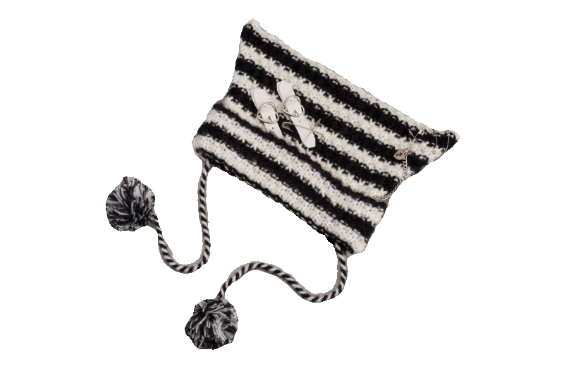 Black and White Striped Cat Ear Knit Hat by Strange Sugar - product view 5