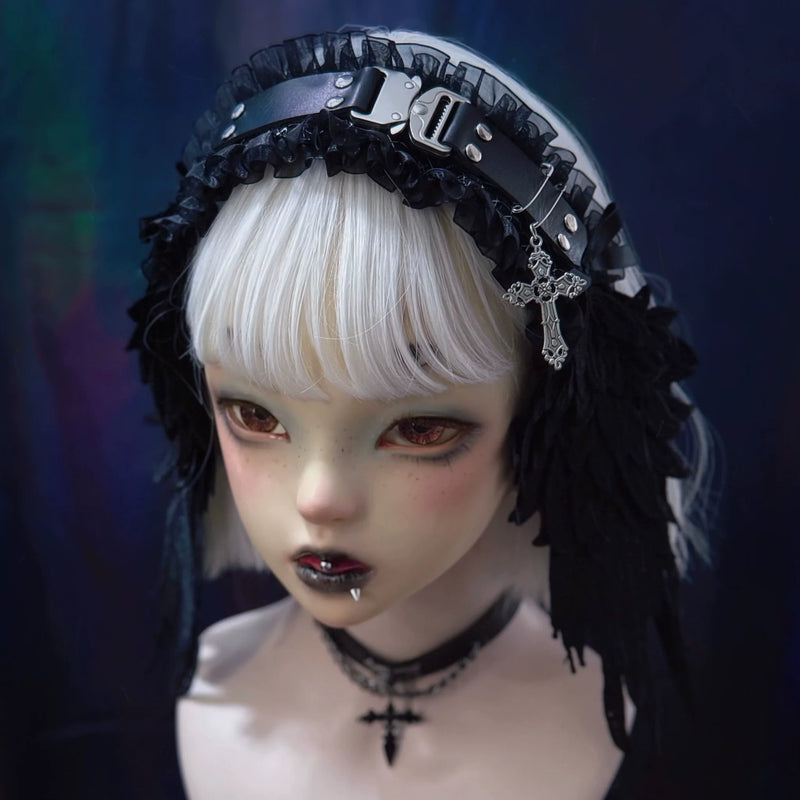 Black Angel Wing Buckle Headdress by Strange Sugar - product view 4