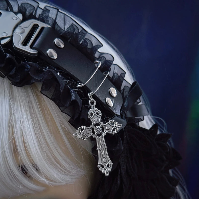 Black Angel Wing Buckle Headdress by Strange Sugar - product view 5