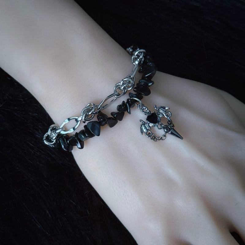 Black Bat and Cross Double Layer Bracelet by Strange Sugar - product view 3